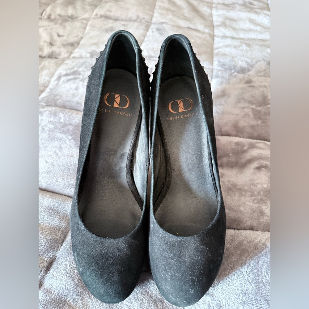 Kelsi Dagger Black Suede Heels